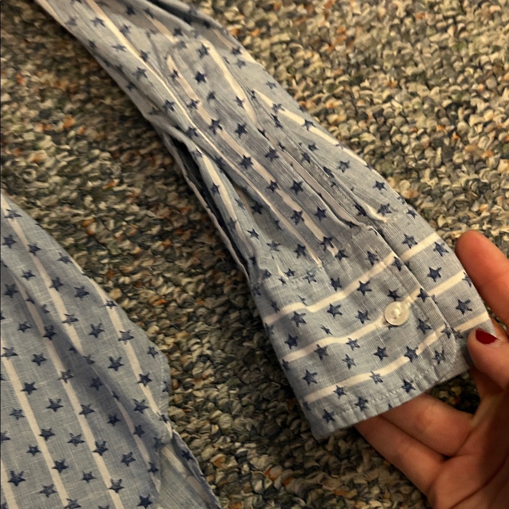 Frank & Eileen Blue Patterned Button-Up Shirt - image 5